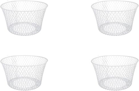 Generic SOL MAR سلة سلكية مستديرة مطلية باللون الأبيض مكونة من 4 قطع - سلال أسلاك معدنية متعددة الاستخدامات قطع مركزية وترتيبات زهور ديكور يومي مكتب مدرسة الفصول الدراسية حديقة الصيف عنصر إضافي مهذب in Kuwait