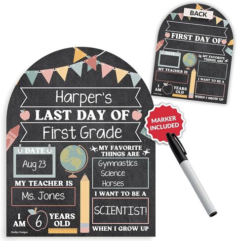 My First Day of School Sign with Markers -11x14 Back to School Signs First and Last Day, Kindergarten Chalkboard Signs, Pre K Sign Board, Preschool Board, Reusable Photo Prop for Kids in Saudi Arabia