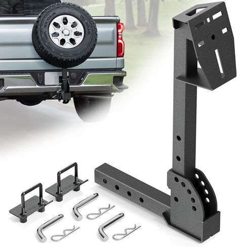 EYOHZ Hitch Mounted Spare Tire Carrier, Universal Adjustable Spare Tire Mount for 2 Inch Receiver, Fits 4/5/6/8 Lug Trailer Wheels, for Truck, Trailer, SUV & Off-Road in Saudi Arabia