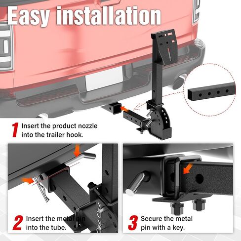 EYOHZ Hitch Mounted Spare Tire Carrier, Universal Adjustable Spare Tire Mount for 2 Inch Receiver, Fits 4/5/6/8 Lug Trailer Wheels, for Truck, Trailer, SUV & Off-Road in Saudi Arabia