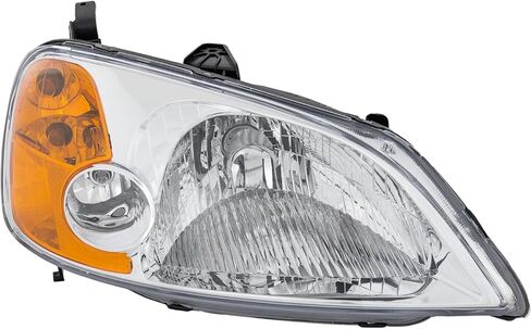 مجموعة المصابيح الأمامية البديلة (جانب السائق والراكب) تناسب سيارة Honda Civic Sedan 2003 1.3L Hybrid - هالوجين مع شبكة مزخرفة in Kuwait