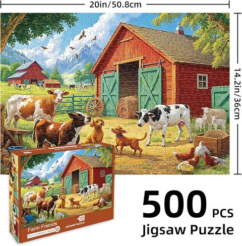 Sutinban Fall Turkey Farm 500 قطعة لغز للبالغين ، وألغام بانوراما ملونة 500 قطعة ، يوم عيد الشكر هدايا رائعة للألغاز للبالغين والعائلة والأصدقاء in Kuwait