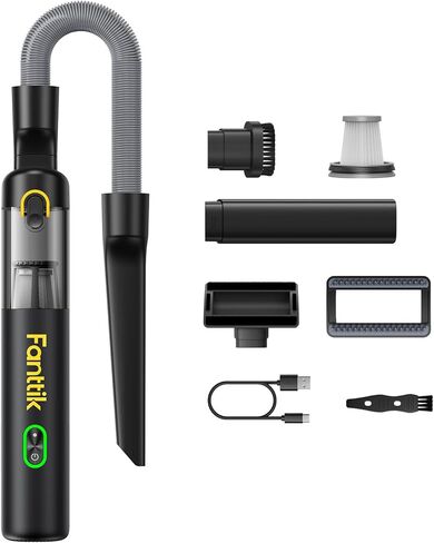 Fanttik V8 Mate Upgraded Cordless Car Vacuum, Portable Mini Vacuum with 13000pa Suction Power, 2 Suction Modes, Type-C Charge, Handheld Vacuum for Car, Small Tasks, Keyboards, Office Desk (Black) in Saudi Arabia