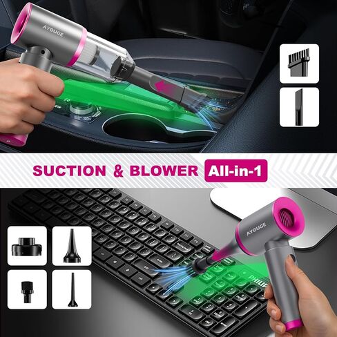 Car Vacuum Portable Cordless, 20000PA High Power Vacuum Cleaner, Brushless Motor, 3-Speed Modes, 4 in 1 Compressed Air Duster, Air Blower, Pump Handheld Vacuum with LED for Car, Home, Office, Camping in Saudi Arabia