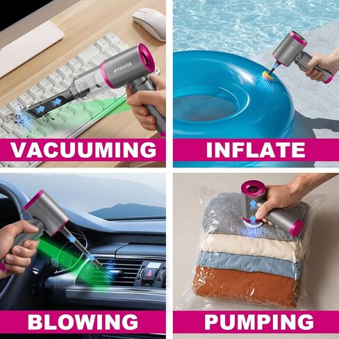 Car Vacuum Portable Cordless, 20000PA High Power Vacuum Cleaner, Brushless Motor, 3-Speed Modes, 4 in 1 Compressed Air Duster, Air Blower, Pump Handheld Vacuum with LED for Car, Home, Office, Camping in Saudi Arabia