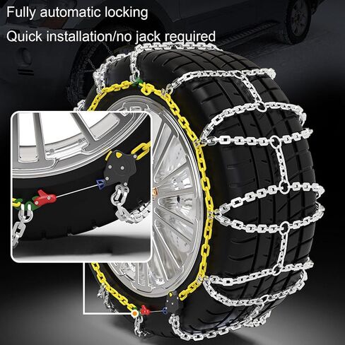 Auto Lock Tire Chain Cables For Snow & Ice,Fits Passenger Cars & Some SUVs, Traction & Grip - Set of 2 245/40R20 in Kuwait