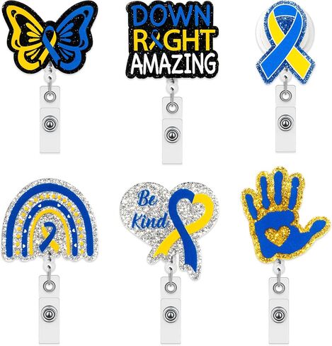 أنغوليو الثدي توعية بسرطان الشارة بكرة - 6pcs قابلة للسحب بريق بريق أكريليك الشريط الوردي شارة الممرض in Kuwait