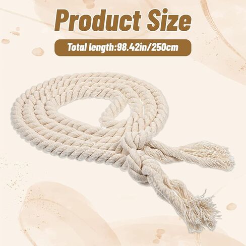 Rope Belt Cotton Braided Woven Gothic Pastor Long Waist Belt with Tassels for Dresses Jeans Jackets Halloween Costumes, Beige in Saudi Arabia