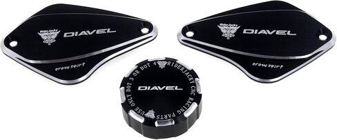 ل Ducati Diavel 2011-2019...2012 2013 2014 2015 2016 2017 2018 قابض فرامل أمامي للدراجة النارية ومكابح خلفية أسطوانة غطاء خزان سائل غطاء زيت (أسود) in Kuwait