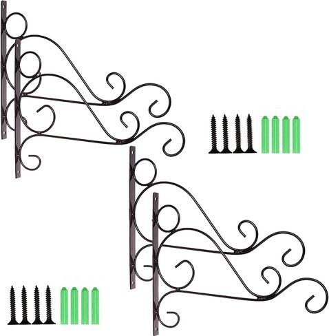 TIHOOD 4PCS Metal Plant Bracket Iron Wall Mount Lanterns Hangers for Hanging Bird Feeders, Lanterns, Wind Chimes, Planters, Outdoor Decoration Hooks | Lanterns Hangers, Lanterns, Wind Chimes, Planters in Saudi Arabia