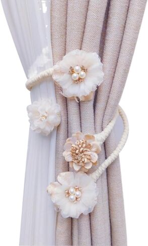 Flower Curtain Tiebacks 2PCS Elegant Creative Exquisite Curtain Clips Modern Artificial Curtain Buckle Home(Style B) in Saudi Arabia