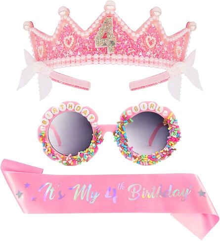 Birthday Decorations Birthday Crown and Sash with Flower Sunglasses Birthday Gifts Outfit Party Decor Accessories in Saudi Arabia