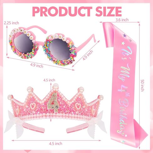Birthday Decorations Birthday Crown and Sash with Flower Sunglasses Birthday Gifts Outfit Party Decor Accessories in Saudi Arabia