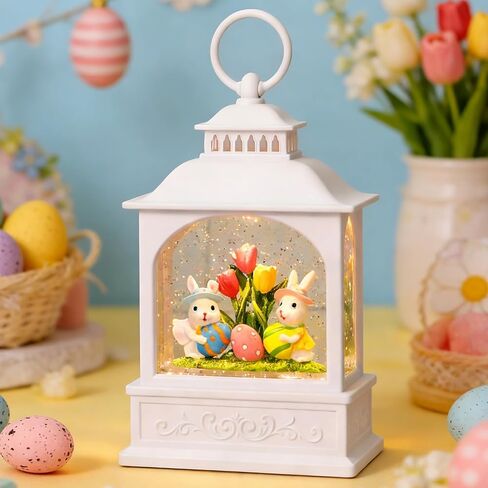 Easter Truck Snow Globe, 6H Timer Easter Snow Globe Glitter Bunny Spring Decor Easter Decorations (Bunny Truck) in Kuwait