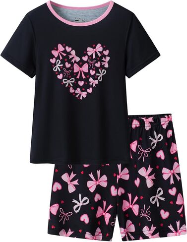 CYCHELRY Tie Dye Bunny Pajamas for Tween Girls Short Sleeve Big Kids PJS Sets Matching Clothes Size 6-16 in Saudi Arabia