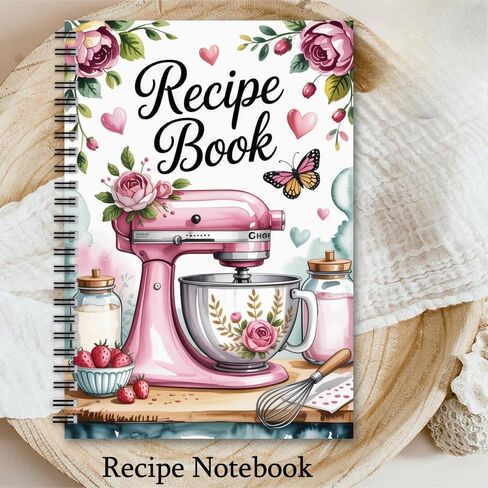 Vintage Pink Spiral Recipe Book with Baking Tips and Measurement Charts, Cooking Journal Gift for Home Chefs in Saudi Arabia
