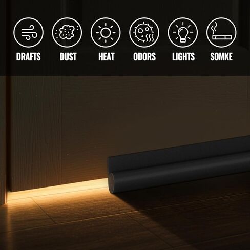 Door Draft Stopper - 36 inch One Sided Door Draft Blocker Sweep Reduce Cold Air Front Soundproof Draft Blocker for Bottom of Door Suitable for Interior/Exterior,Black in Saudi Arabia