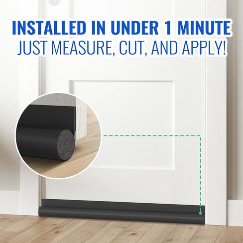 Door Draft Stopper - 36 inch One Sided Door Draft Blocker Sweep Reduce Cold Air Front Soundproof Draft Blocker for Bottom of Door Suitable for Interior/Exterior,Black in Saudi Arabia