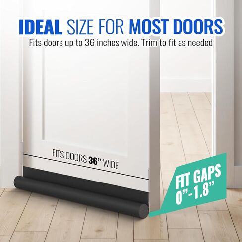 Door Draft Stopper - 36 inch One Sided Door Draft Blocker Sweep Reduce Cold Air Front Soundproof Draft Blocker for Bottom of Door Suitable for Interior/Exterior,Black in Saudi Arabia