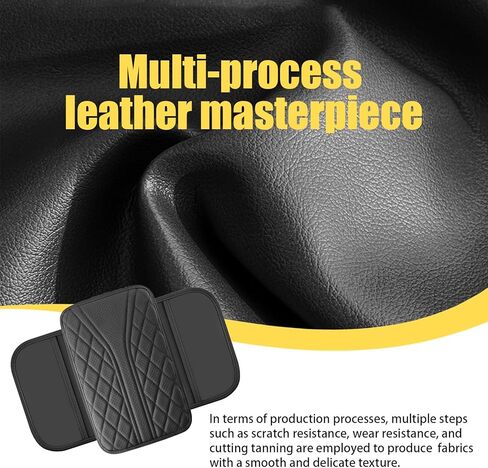Car Center Console Cover, Leather Car Armrest Cover with 2 Storage Bags, Universal Auto Armrest Cushion, Automotive Interior Accessories Arm Rest Protector for Vehicle, SUV, Truck (Black) in Kuwait