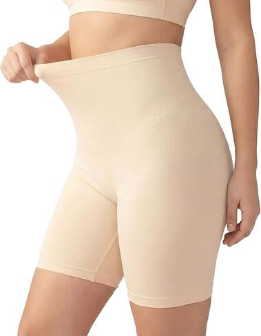 High Waisted Body Shaper Shorts Shapewear for Women Tummy Control Thigh Slimming Technology (Beige, M/L) in Saudi Arabia