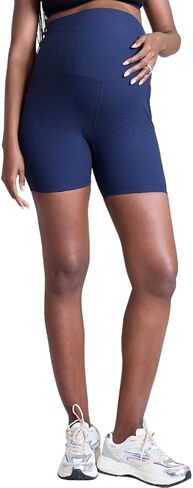Motherhood Maternity Womens Over The Belly Ribbed Biker Pregnancy Workout Shorts in Saudi Arabia