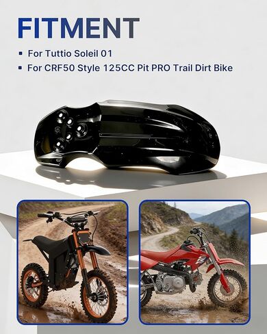 Upgarded Dirt Bike Front Fender for Tuttio Soleil01, CRF50 Style 125CC Pit PRO Trail Dirt Bike, E-Bike mud Guard with Screws, Tutto Upgarded Accessories, Red in Saudi Arabia