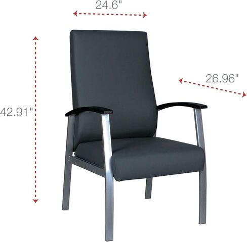 Alera Alera metaLounge Series High-Back Guest Chair, 24.6" x 26.96" x 42.91", Black Seat, Black Back, Silver Base in Saudi Arabia