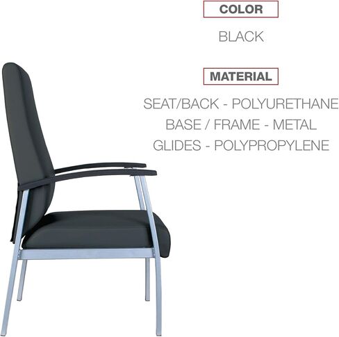 Alera Alera metaLounge Series High-Back Guest Chair, 24.6" x 26.96" x 42.91", Black Seat, Black Back, Silver Base in Saudi Arabia