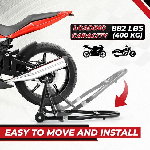 Motorcycle Rear Wheel Stand,882lbs/400kg Load Capacity Lift with U + L Fork Swingarm Spool, Heavy Duty Rear Wheel Stand Motorcycle Lift Jack Stand, fit for Suzuki Yamaha Honda Kawasaki, Black in Kuwait