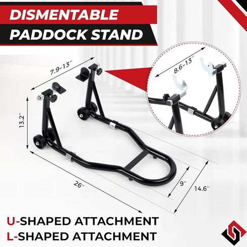 Motorcycle Rear Wheel Stand,882lbs/400kg Load Capacity Lift with U + L Fork Swingarm Spool, Heavy Duty Rear Wheel Stand Motorcycle Lift Jack Stand, fit for Suzuki Yamaha Honda Kawasaki, Black in Kuwait