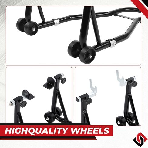 Motorcycle Rear Wheel Stand,882lbs/400kg Load Capacity Lift with U + L Fork Swingarm Spool, Heavy Duty Rear Wheel Stand Motorcycle Lift Jack Stand, fit for Suzuki Yamaha Honda Kawasaki, Black in Kuwait
