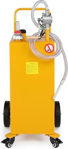 AutoForever 30-Gallon Oil Transfer Fluid Diesel Fuel Storage Tanks Gas Caddy Storage Diesel Kerosene Storage Containers with Rolling Flat-Free Solid Rubber Wheels for Boat, ATV, Car, Motorcycle Yellow in Saudi Arabia