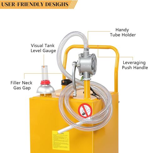 AutoForever 30-Gallon Oil Transfer Fluid Diesel Fuel Storage Tanks Gas Caddy Storage Diesel Kerosene Storage Containers with Rolling Flat-Free Solid Rubber Wheels for Boat, ATV, Car, Motorcycle Yellow in Saudi Arabia