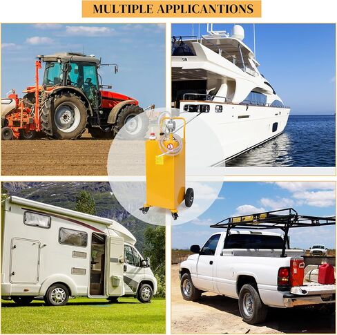 AutoForever 30-Gallon Oil Transfer Fluid Diesel Fuel Storage Tanks Gas Caddy Storage Diesel Kerosene Storage Containers with Rolling Flat-Free Solid Rubber Wheels for Boat, ATV, Car, Motorcycle Yellow in Saudi Arabia