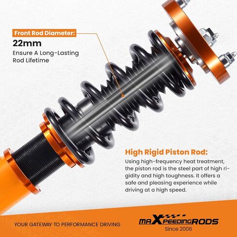 maxpeedingrods Coilovers لسيارات BMW 3 Series E90 2004-2011، لسيارات BMW E91 2004-2012، لـ E92 2005-2013، لـ E93 2006-2013، مجموعة تعليق كويلوفيرز قابلة للتعديل لامتصاص الصدمات، مجموعات خفض ذهبية in Kuwait