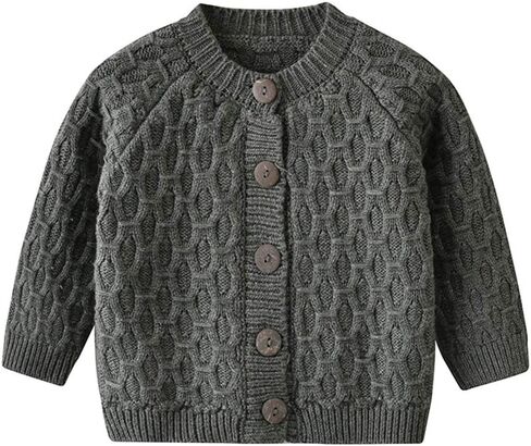 Baby Girls Cardigan Sweater Toddler Boys Knit Embroidery Wheat Jacket Outwear Button Tops in Kuwait