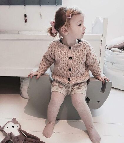 Baby Girls Cardigan Sweater Toddler Boys Knit Embroidery Wheat Jacket Outwear Button Tops in Kuwait