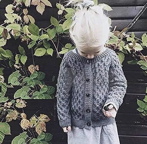 Baby Girls Cardigan Sweater Toddler Boys Knit Embroidery Wheat Jacket Outwear Button Tops in Kuwait