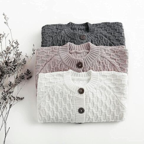 Baby Girls Cardigan Sweater Toddler Boys Knit Embroidery Wheat Jacket Outwear Button Tops in Kuwait