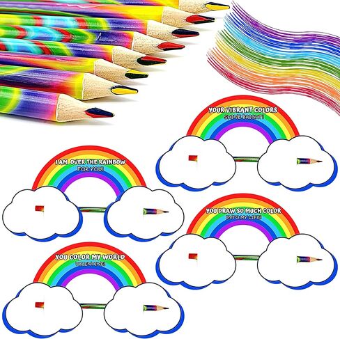4E's Novelty 36 عبوة من أقلام تلوين قوس قزح لعيد الحب وبطاقات عيد الحب مجموعة هدايا عيد الحب للأطفال في الفصول الدراسية لتبادل الجوائز ومفضلات الحفلات in Saudi Arabia
