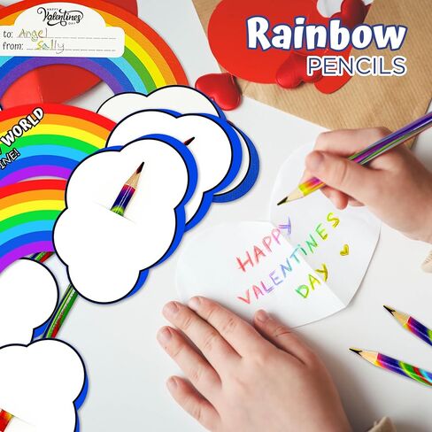 4E's Novelty 36 عبوة من أقلام تلوين قوس قزح لعيد الحب وبطاقات عيد الحب مجموعة هدايا عيد الحب للأطفال في الفصول الدراسية لتبادل الجوائز ومفضلات الحفلات in Saudi Arabia