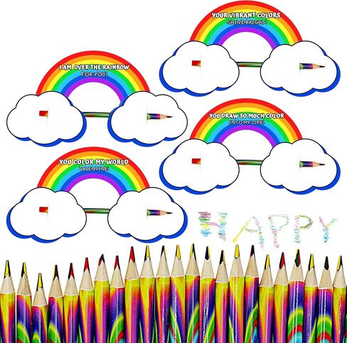 4E's Novelty 36 عبوة من أقلام تلوين قوس قزح لعيد الحب وبطاقات عيد الحب مجموعة هدايا عيد الحب للأطفال في الفصول الدراسية لتبادل الجوائز ومفضلات الحفلات in Saudi Arabia