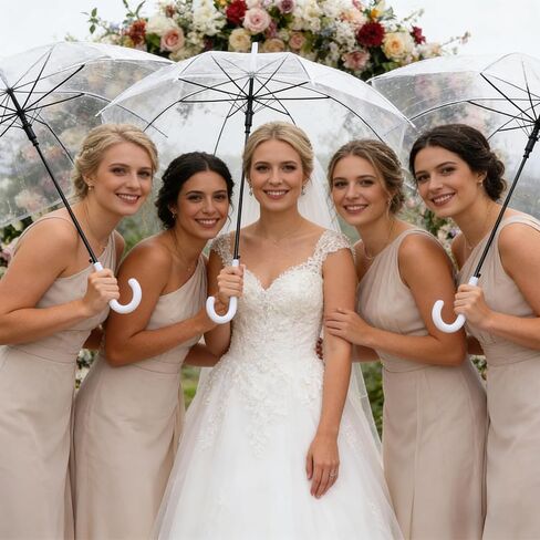 30 Pack Clear Wedding Umbrellas Bulk, Auto Open Stick Umbrellas with White European J Hook Handle Windproof Large Canopy Umbrella for Outdoor Wedding Bride Groom Photography GolfStick Umbrellas in Saudi Arabia