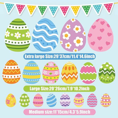4 Sheets Extra Large Easter Window Clings Double-Sided Happy Easter Egg Window Stickers Reusable Eggs Flowers Spring Windows Decals for Spring Holiday Party Gifts Home School Office Shop Glass Decor in Saudi Arabia