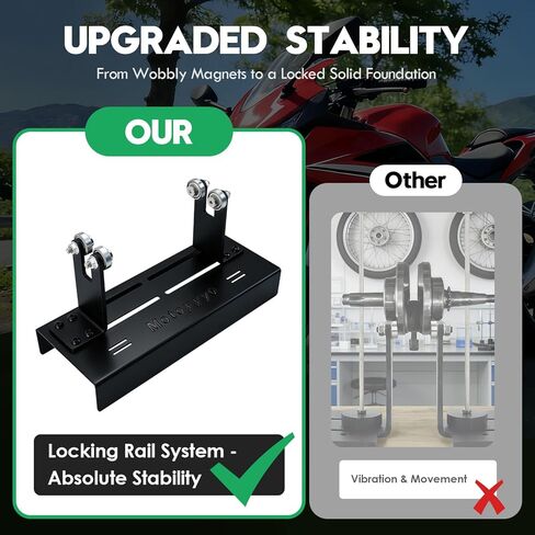 Motorcycle Moped Crank Crankshaft Truing Stand Runout Measurement Tool with Long Track Base & Steel Roller Bearing Posts for Dirt Bikes Scooters Mopeds in Kuwait