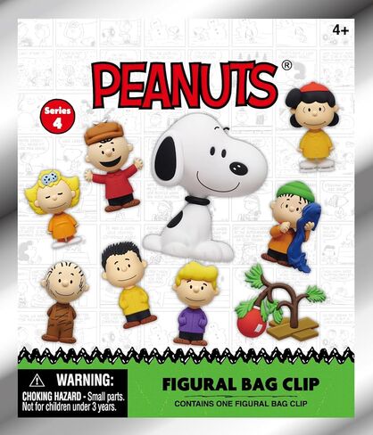 سلسلة Peanuts Series 4 - مشبك حقيبة قابل للجمع مقاس 5 بوصات - حقيبة عمياء (شكل عشوائي واحد) - سلسلة مفاتيح شخصية كرتونية/ملحق حقيبة الظهر | بضائع مرخصة رسميًا in Kuwait