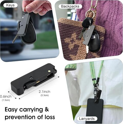 غطاء حماية لسلسلة المفاتيح من الألومنيوم متوافق مع YubiKey 5Ci - جراب معدني بالكامل من الألومنيوم، تصميم منزلق ثابت في المنتصف، وصول مزدوج الطرف، حمل سلسلة مفاتيح، أسود in Kuwait
