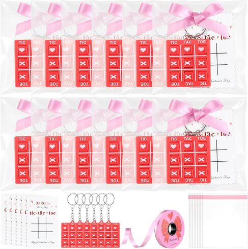 24 Set Tic Tac Toe Keychains with Holiday Cards Class Gifts Exchange Valentine's Day Gifts Bulk for Women Adult Valentines Holiday Party Favors in Saudi Arabia