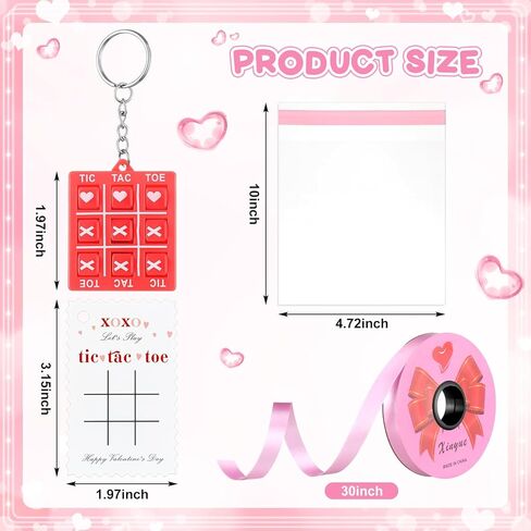 24 Set Tic Tac Toe Keychains with Holiday Cards Class Gifts Exchange Valentine's Day Gifts Bulk for Women Adult Valentines Holiday Party Favors in Saudi Arabia